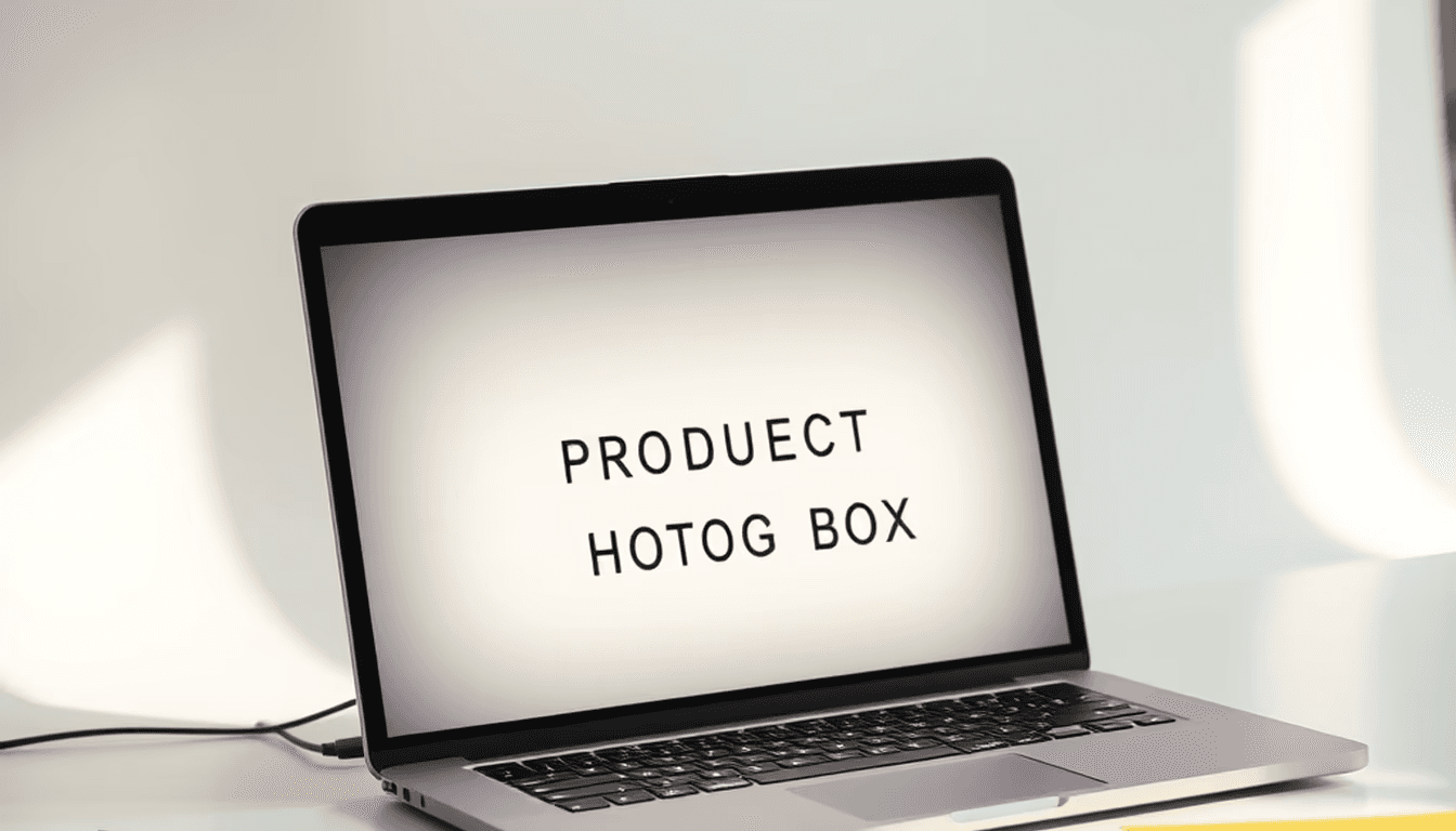 Laptop showing a product photo lightbox/editor with crop handles