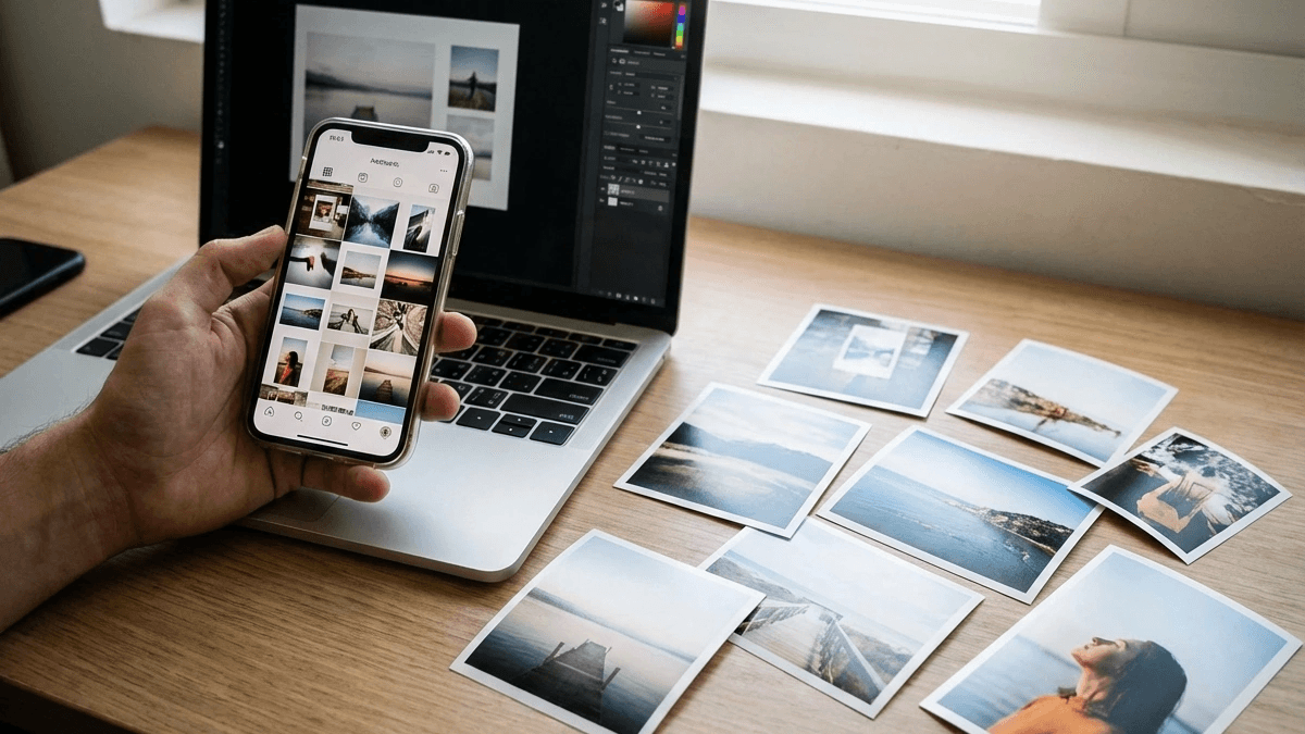 Android photo editing mockup with a smaller file size result