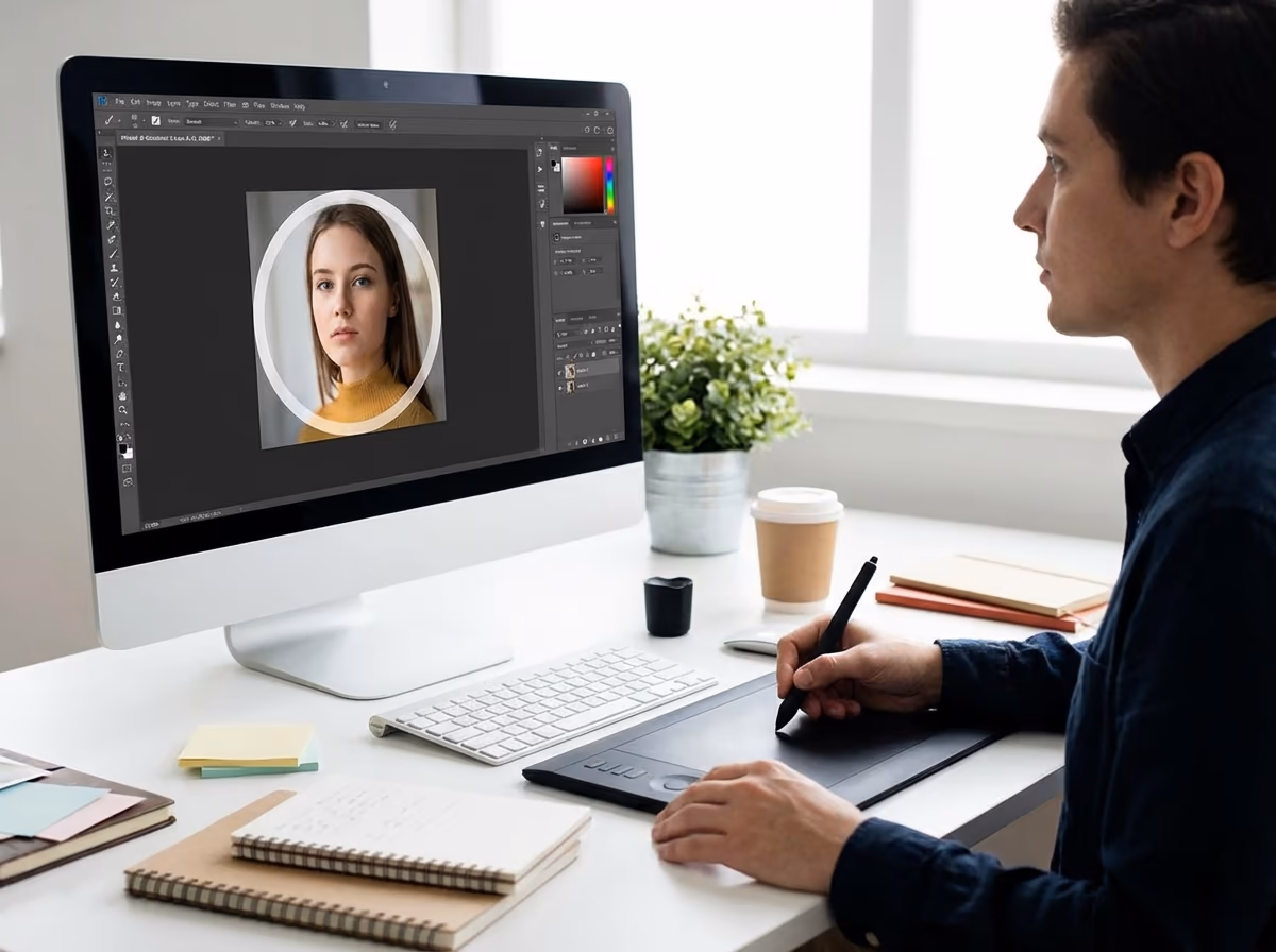 Ilustração sobre Create a Perfect Circle Crop Step-by-Step