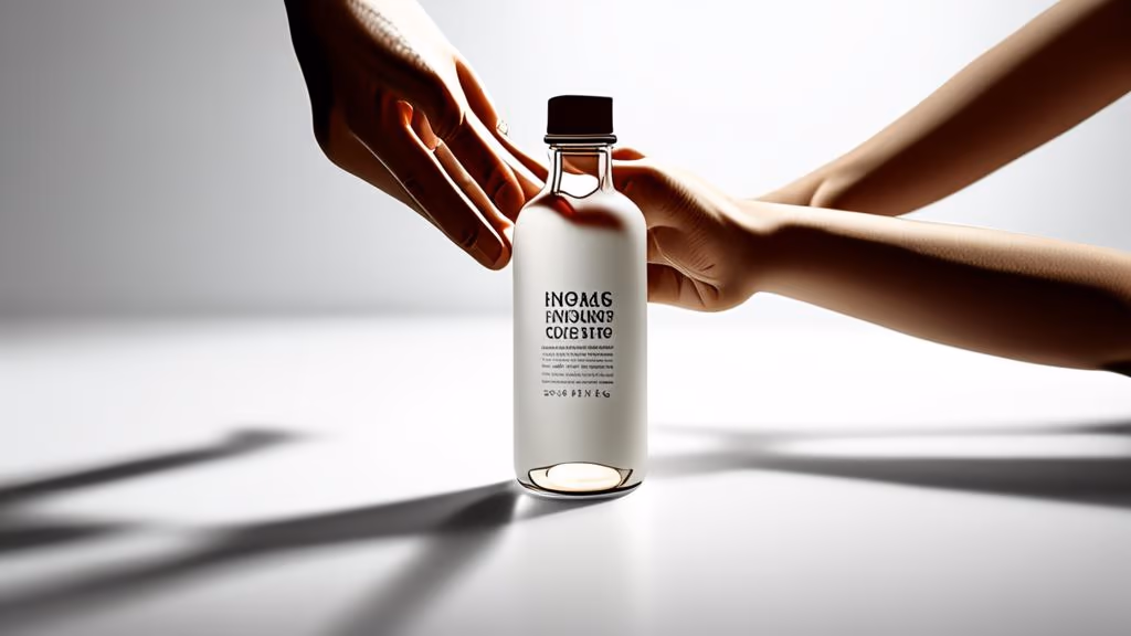Product bottle on a seamless white backdrop with soft shadow