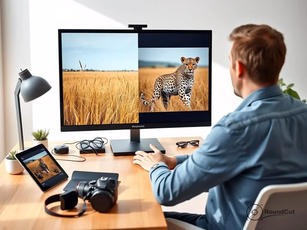 Step-by-step workflow demonstrating compose wildlife photos for high-impact social media sharing